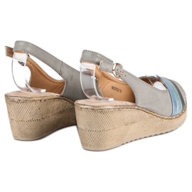 Sandales compensées confortables gris 3