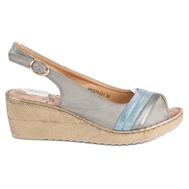 Sandales compensées confortables gris 5
