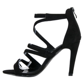 Sandales en daim sur un talon haut le noir 3
