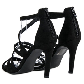 Sandales en daim sur un talon haut le noir 4