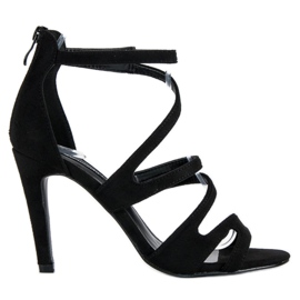 Sandales en daim sur un talon haut le noir 6