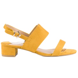 Fama Sandales à petit talon jaune 4