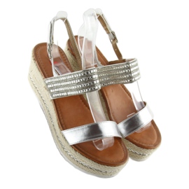 Sandales espadrilles argentées GG-5 à semelles compensées gris 4
