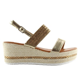 Sandales espadrilles dorées à semelles compensées GG-52P Gold d'or 5