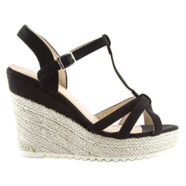 Noir Sandales, espadrilles à semelles compensées, noir 680-30 Noir le noir 5