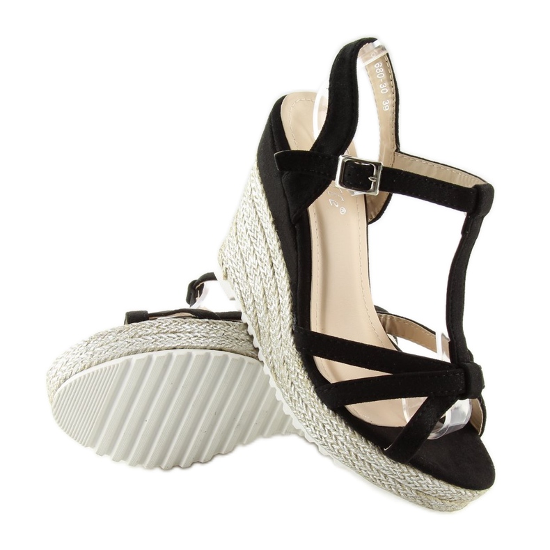 Noir Sandales, espadrilles à semelles compensées, noir 680-30 Noir le noir 2