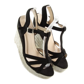 Noir Sandales, espadrilles à semelles compensées, noir 680-30 Noir le noir 7