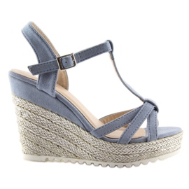 Sandales, espadrilles à semelles compensées, bleu 680-30 Bleu 5