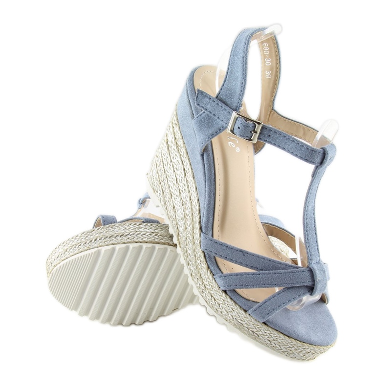 Sandales, espadrilles à semelles compensées, bleu 680-30 Bleu 2
