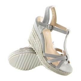 Sandales grises, espadrilles sur talon compensé 680-30 Gris 2