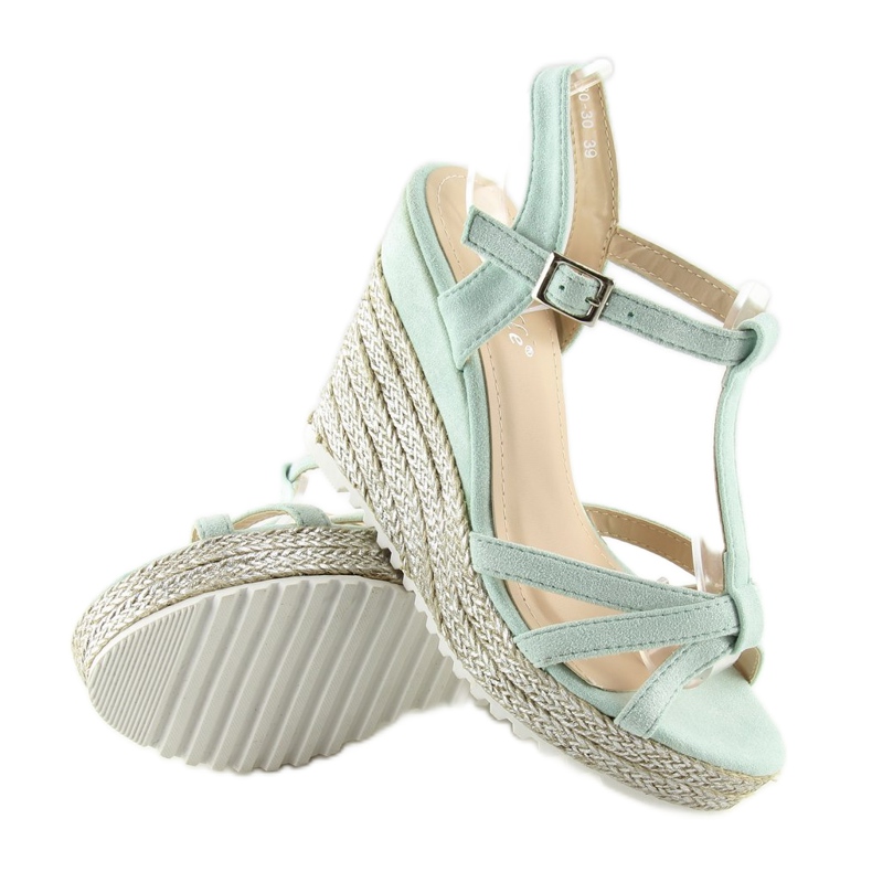 Sandales espadrilles à semelles compensées celadon 680-30 Vert 2