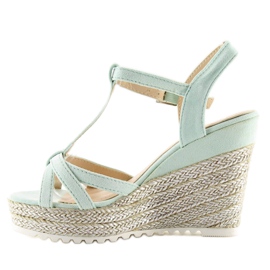 Sandales espadrilles à semelles compensées celadon 680-30 Vert 5