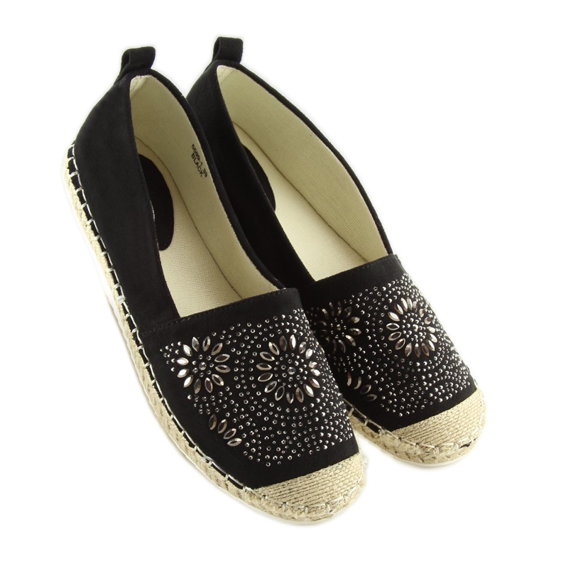 Espadrilles décorées de noir 5599-1 Noir le noir 2