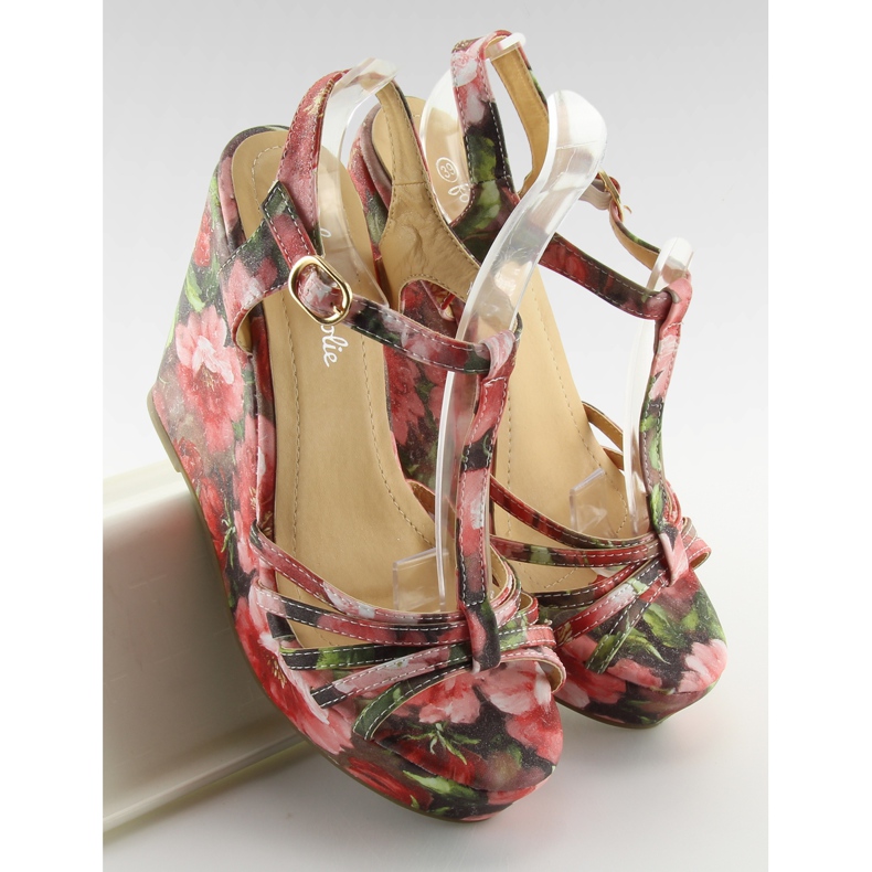 Sandales compensées YX-17 rouge 1