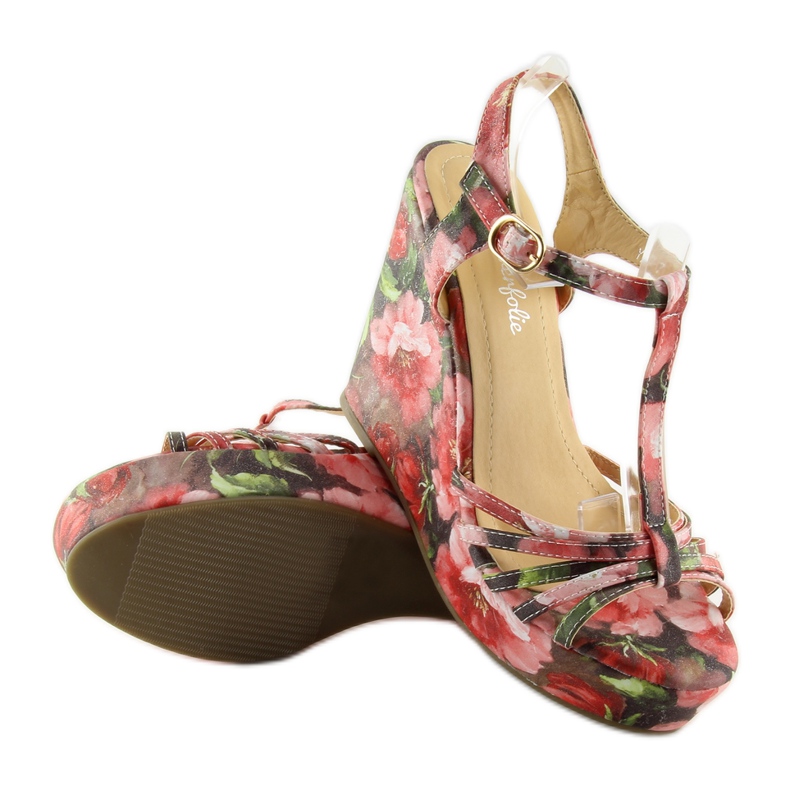 Sandales compensées YX-17 rouge 2