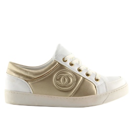 Chanelki sneakers Y612-41 Blanc blanc et or jaune 1