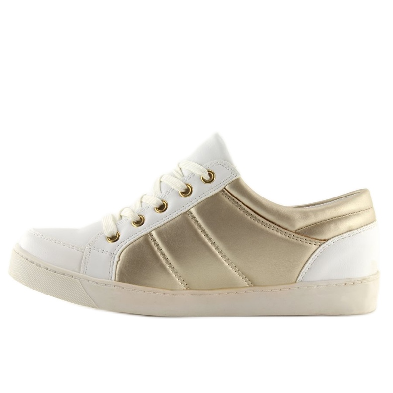 Chanelki sneakers Y612-41 Blanc blanc et or jaune 2