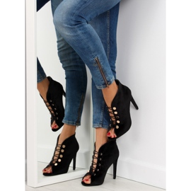 Escarpins bout ouvert velours 1129 Noir 1