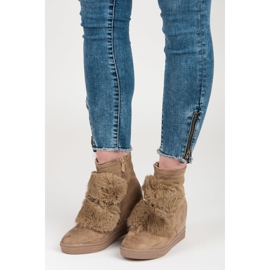 Baskets compensées avec fourrure brun 5