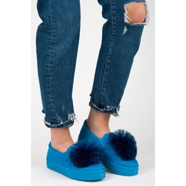 Vices Slipons en daim avec pompon bleu 7