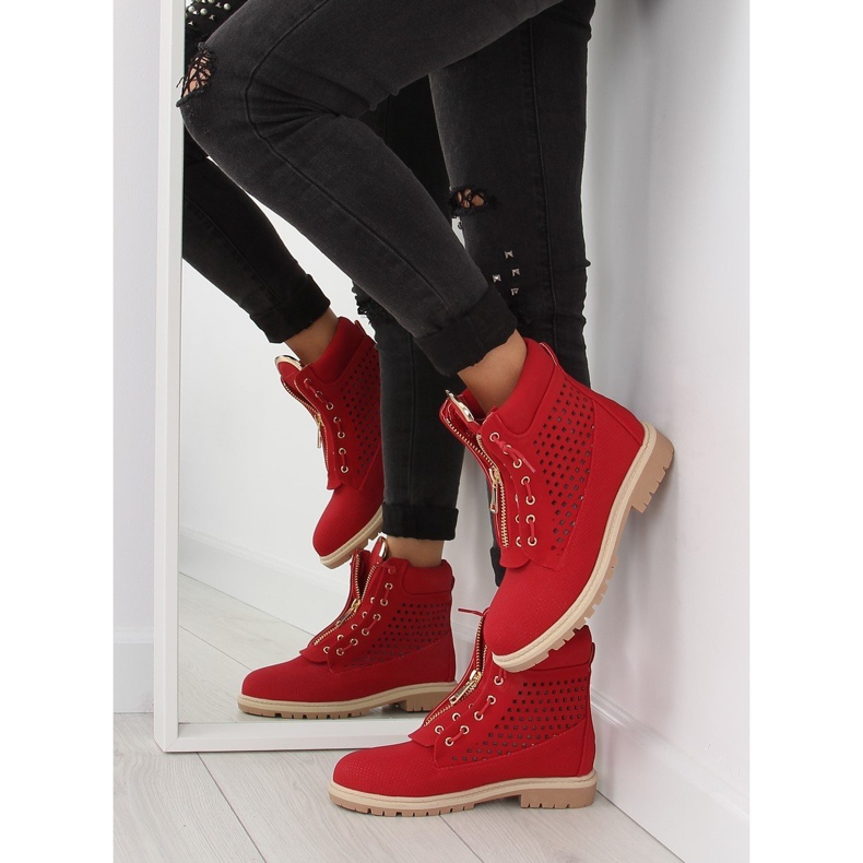 Balmans ajourés, tirette dorée, rouge R103 Rouge 1