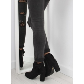 Bottes à talons hauts avec un noeud noir nc93 Noir le noir 1