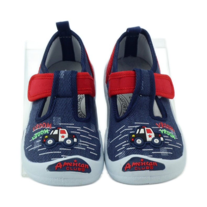 American Club Baskets américaines chaussures pour enfants semelle intérieure en cuir rouge bleu marin 4