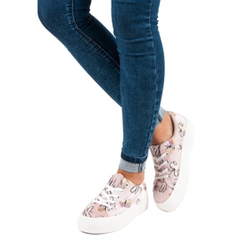 Kylie Baskets en velours sur la plateforme blanc rose 1