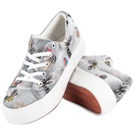 Kylie Baskets en velours sur la plateforme gris 1