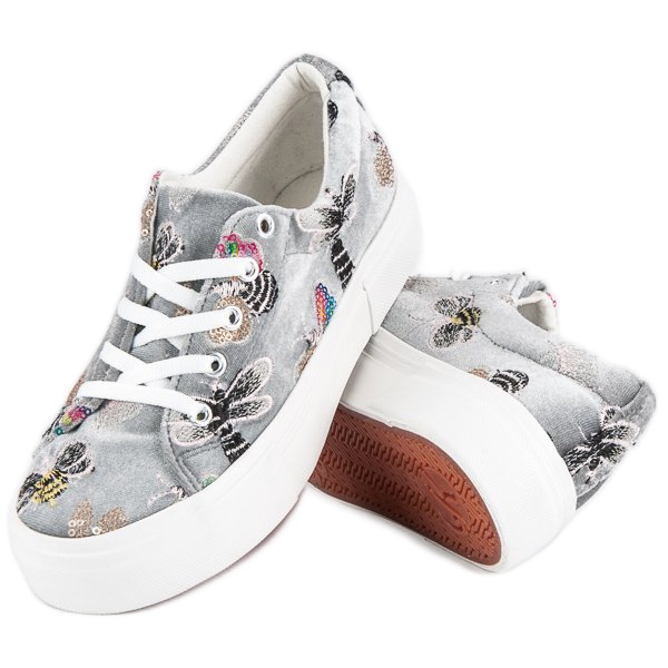 Kylie Baskets en velours sur la plateforme gris 1