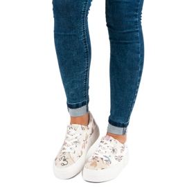 Kylie Baskets en velours sur la plateforme beige 1