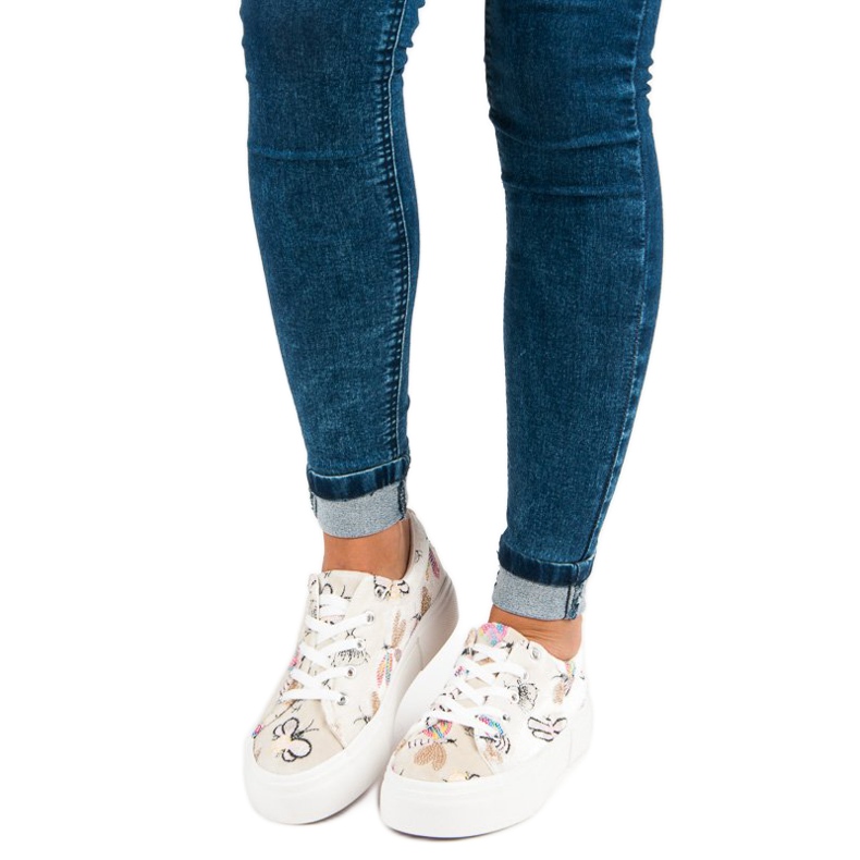 Kylie Baskets en velours sur la plateforme beige 1