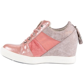 Kylie Baskets compensées à la mode rose 4