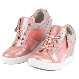Kylie Baskets compensées à la mode rose 5