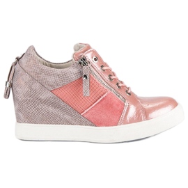Kylie Baskets compensées à la mode rose 1