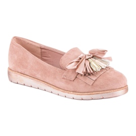 Bestelle Mocassins en daim à franges rose 2