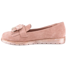 Bestelle Mocassins en daim à franges rose 3