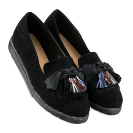 Bestelle Mocassins en daim à franges le noir 2