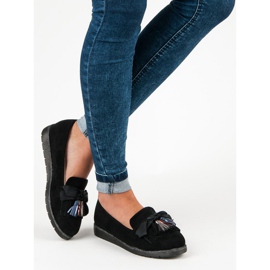 Bestelle Mocassins en daim à franges le noir 5