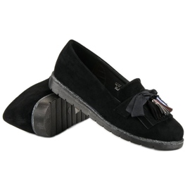 Bestelle Mocassins en daim à franges le noir 1