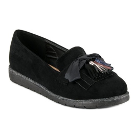 Bestelle Mocassins en daim à franges le noir 6