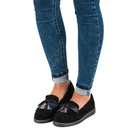 Bestelle Mocassins en daim à franges le noir 3