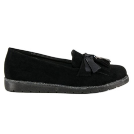 Bestelle Mocassins en daim à franges le noir 4