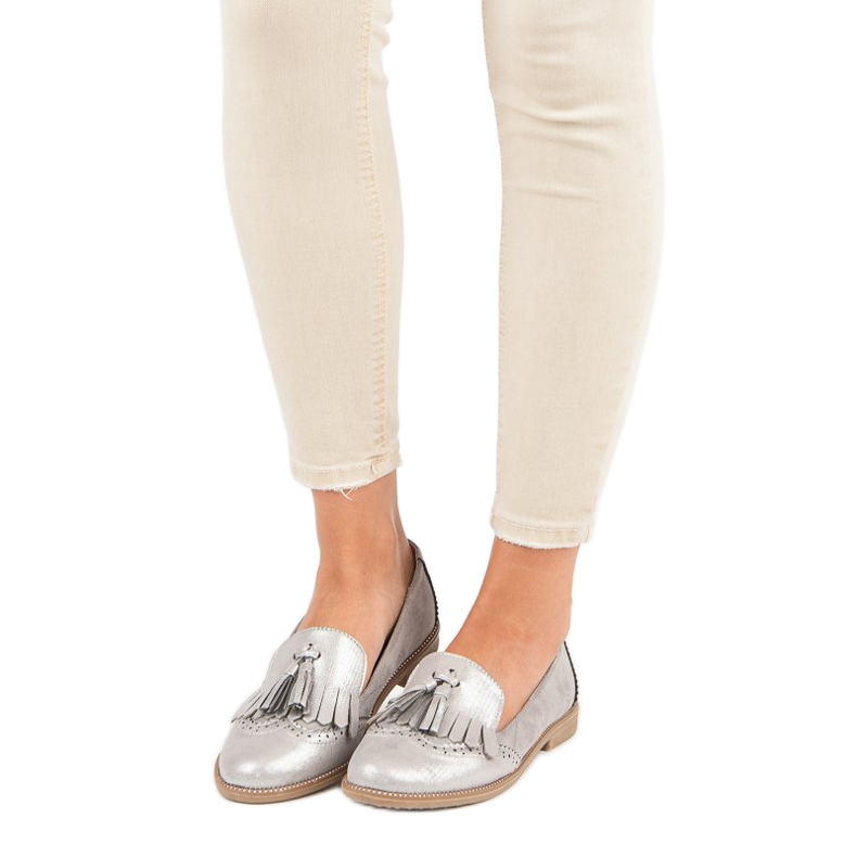 Bestelle Mocassins élégants pour femmes gris 1