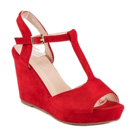 Bella Star Sandales compensées en daim rouge 7