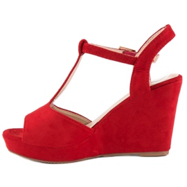 Bella Star Sandales compensées en daim rouge 1