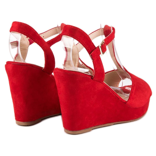 Bella Star Sandales compensées en daim rouge 2