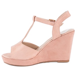 Bella Star Sandales compensées en daim rose 2