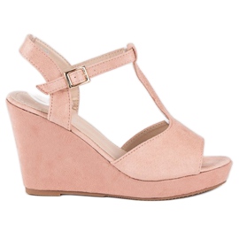 Bella Star Sandales compensées en daim rose 4