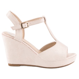 Bella Star Sandales compensées en daim beige 3